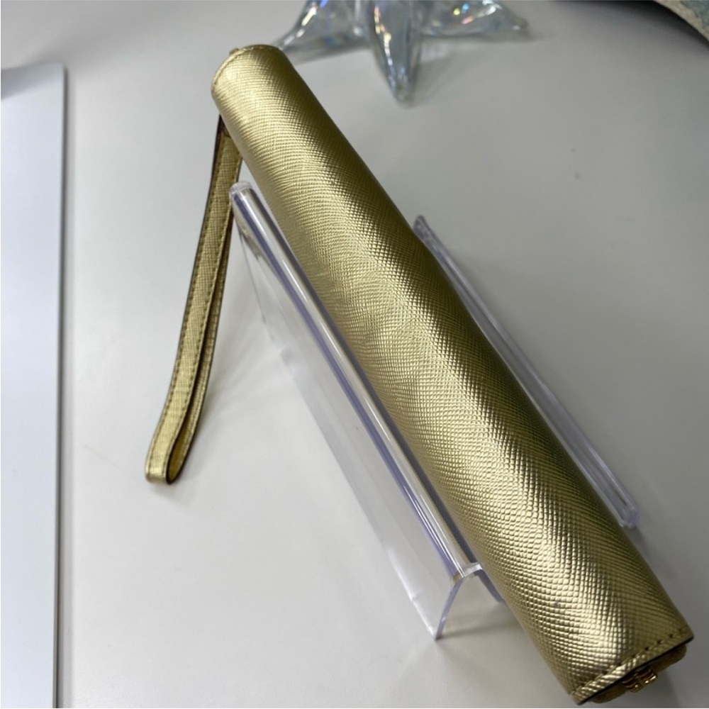 Kate Spade Storybook lining Gold Metallic Wristlet Wallet EUC - Picture 10 of 16